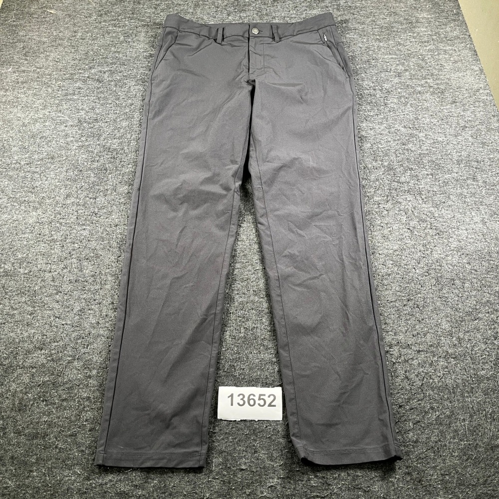 CRZ YOGA Golf Pants Mens 33W Gray Cotton Zip Pockets Performance Straight Leg